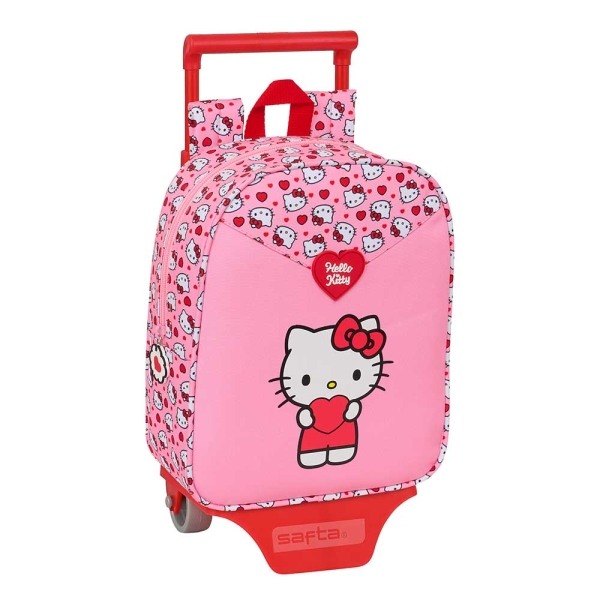 Safta Hello Kitty Mochila con Carro - Tarjeta ID - Asa Superior - Mochila Extraible - Material Resistente - 6L - 220x100x270mm - Color Rosa