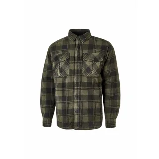 Upower Willow Camisa de Felpa Acolchada - Talla 2XL - Interior Guateado, Multiples Bolsillos, Cuello y Puños de Pana, Cierre Botones a Presion, Proteccion DPI1 - Color Verde Oscuro y Negro