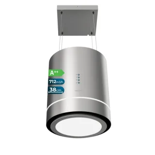 Cecotec Bolero Flux CRE 448000 Inox A++ Campana Extractora Colgante de 38cm - 210W - Succion 712m3/h - Luz LED - Incluye Accesorios - Acero Inoxidable - Filtros de Carbono Incluidos - Color
