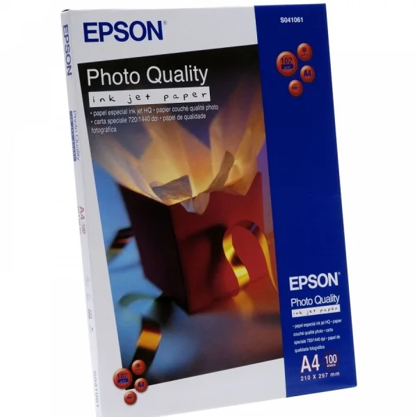 Epson Photo Quality Ink-Jet Pack de 100 Hojas de Papel Fotografico A4 Especial Ink-Jet 102g/m² - Acabado Mate - Color Blanco