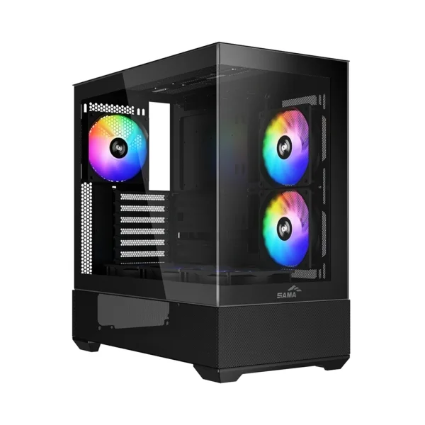 Sama V40 Caja Torre ATX - Lateral Cristal Templado - 2 x USB-A 3.0, USB-C 3.1 - 1 x Audio 1 x Micro - 6 Ventiladores ARGB - Color Negro