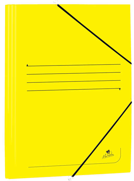 Mariola Carpeta de Carton Estucado con Solapas Folio 500gr/m2 - Medidas 34x25x1cm - Cierre con Goma Elastica - Color Amarillo · Pack de 20 uds.