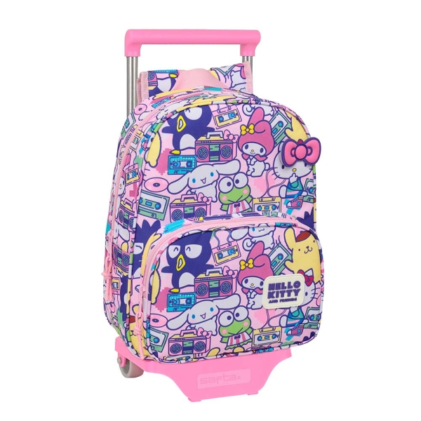 Safta Hello Kitty and Friends Mochila con Carro - Extraible - Portabotellas - Bolsillo Frontal - Asa de Mano - 26x34x11cm - Color Rosa