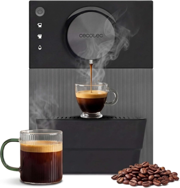 Cecotec Cremmaet Cube Black Cafetera Superautomatica - 19bar - Deposito de 1.1L - Sistema de Prensado y Pre-Infusion - Sistema Thermoblock - Pantalla Tactil - Termoblock - Deposito de Cafe d