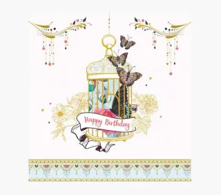 Pictura Tarjeta Arabesque - 16x16cm - Tematica Jaula de Pajaros - Tarjeta Triptica sin Envoltorio - Incluye Sobre Blanco - Papel con Certificacion FSC