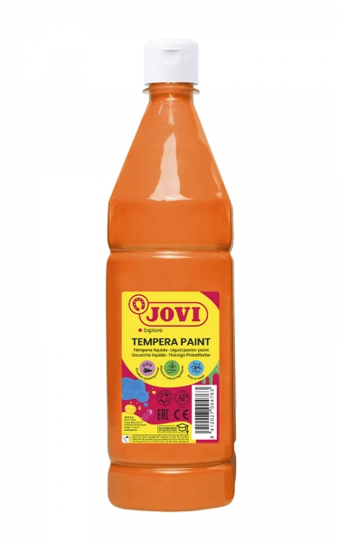 Jovi Tempera Paint Tempera Liquida 1000ml - Base Agua - Lista para Usar - Alto Poder Cubriente - Secado Rapido - Excelente Rendimiento - Facil Aplicacion - Color Naranja