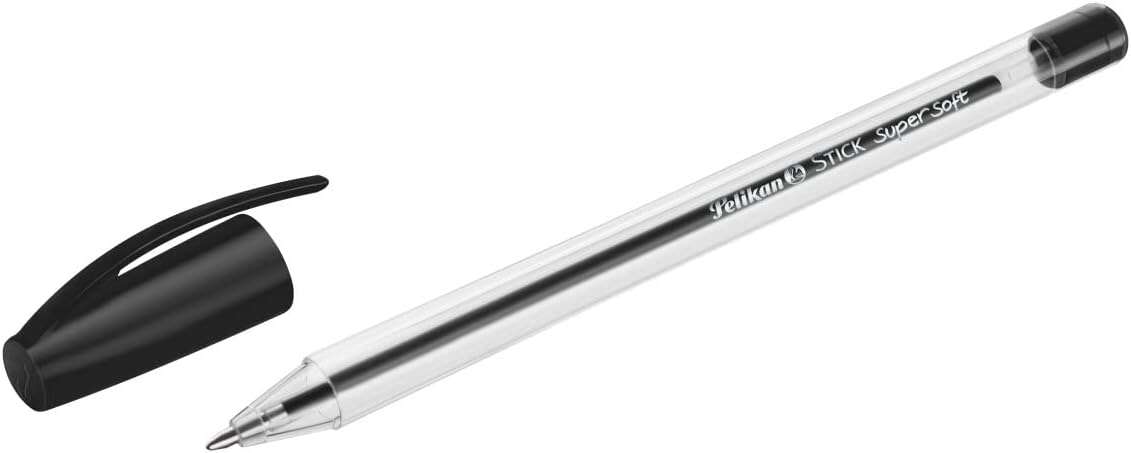 Pelikan Stick Super Soft Boligrafo Trazo 1mm - Tinta Super Fluida - Empuñadura Triangular - Color Negro · Pack de 50 uds.