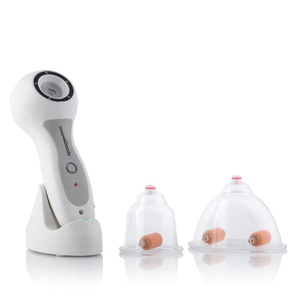 Innovagoods Aparato Anticelulitico de Vacumterapia Pro - Intensidad Regulable - Recargable por USB - Incluye Rodillos de Succion - Uso Diario 5 a 10 Minutos - Color Blanco Gris