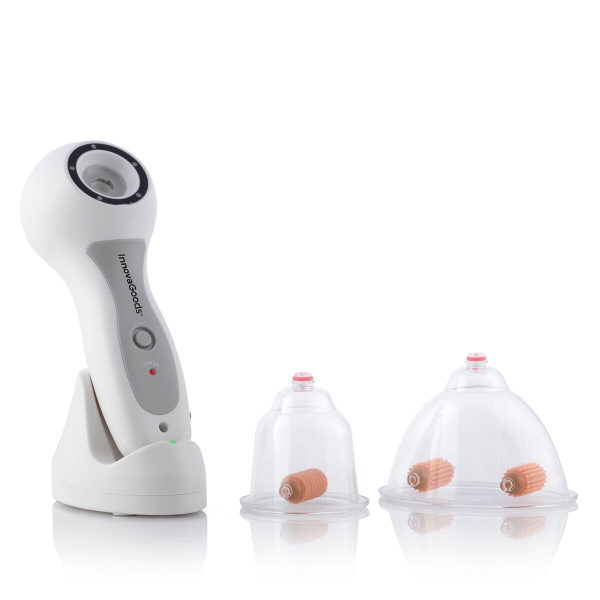 Innovagoods Aparato Anticelulitico de Vacumterapia Pro - Intensidad Regulable - Recargable por USB - Incluye Rodillos de Succion - Uso Diario 5 a 10 Minutos - Color Blanco Gris