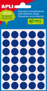 Apli Minibolsa de 175 Etiquetas Redondas Ø 13.0mm - 5 Hojas por 35 Etiquetas - Adhesivo Permanente - Aptas para Escritura con Lapiz, Boligrafo y Rotulador - Color Azul