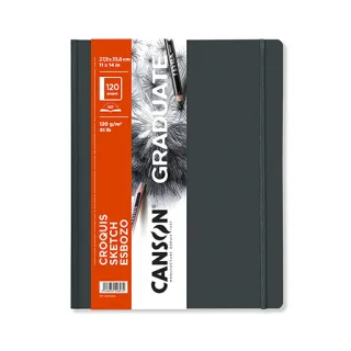 Canson Graduate Sketch Cuaderno con 60 Hojas - 27.9x35.6cm - 120g - Grano Fino - Tapa Dura - Color Blanco