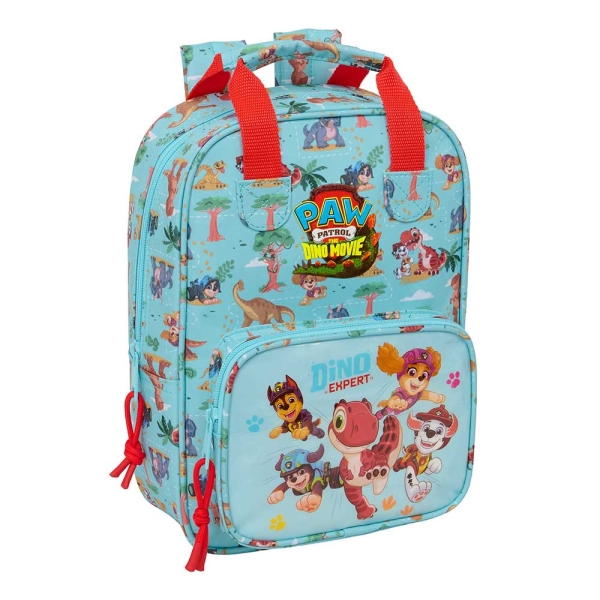 Safta Paw Patrol Dino Rescue Mochila Infantil - Tarjeta de Identificacion Personal - Bolsillo Frontal - Adaptable a Carro - Hombreras Acolchadas - 20x28x8cm - Color Azul Pastel