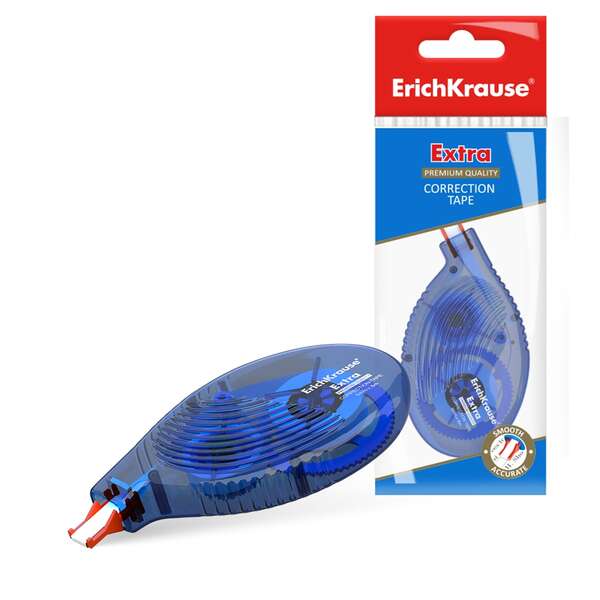 Erichkrause Cinta Correctora Extra - 5mm x 8m - Ideal para Correccion Rapida y Segura - Compatible con Cualquier Tipo de Tinta y Color - Secado Inmediato - Permite Escritura Sobre La Correcc