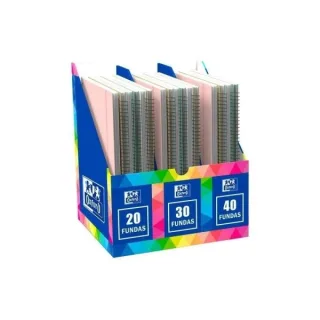 Oxford Live and Go Expositor con 20 Carpetas con Espiral de Fundas - 8 Carpetas de 20 Fundas - 8 Carpetas de 30 Fundas - 4 Carpetas de 40 Fundas - Colores Surtidos