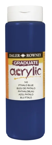 Daler Rowney Graduate Pintura Acrilica - Botella de Plastico - 500ml - Color Azul Ftalo