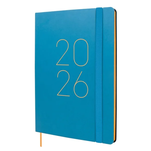 Finocam Flexi Lisa Agenda - Anual 2026 - Tapa Blanda - Formato FA5 - 151x13x214mm - Semana Vista en Vertical - Color Azul