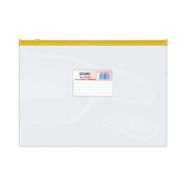 Dohe Bolsa Zipper Apaisada PVC Transparente 150 Micras - Tamaño Folio - Apertura Superior - Cierre Zip Hermetico · Pack de 12 uds.