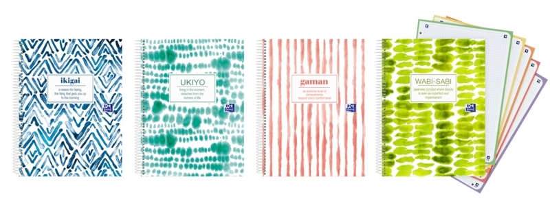 Oxford Japandi A4+ Europeanbook 5 Tapa Extradura - Cuaderno con 120 Hojas - Tamaño A4+ - 5x5 Cuadricula - 4 Modelos Disponibles · Pack de 5 uds.