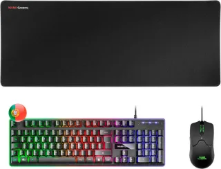 Mars Gaming Pack Premium Teclado hibrido H-MECH - Raton Ultra ligero 10K - Alfombrilla XXL - Tecnologia H-MECH - Iluminacion FRGB Rainbow - Raton Ultra-ligero 69g - Sensor Optico de 10000 DP