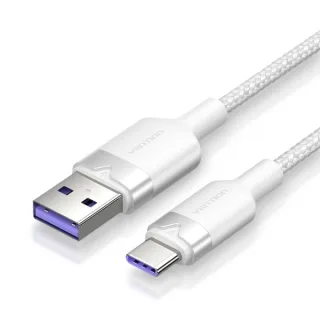 Vention Cable USB-C 2.0 a USB-A 6A 100W - 2m - Trenzado - Color Blanco