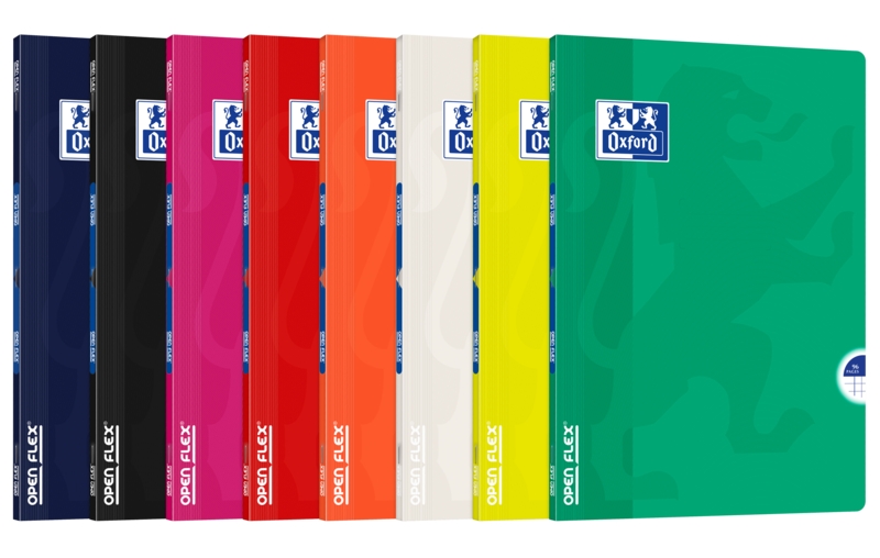 Oxford School Classic Openflex Libreta Grapada A4 48 Hojas Cuadricula 4x4 con Margen - Tapa de Plastico Translucido - Ideal para Estudiantes - Colores Surtidos · Pack de 10 uds.