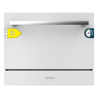 Cecotec Bolero Aguazero 2400 White Glass Mini Lavavajillas - 6 Servicios - Seguro Infantil - 5 Programas - Inicio Programable - Color Blanco