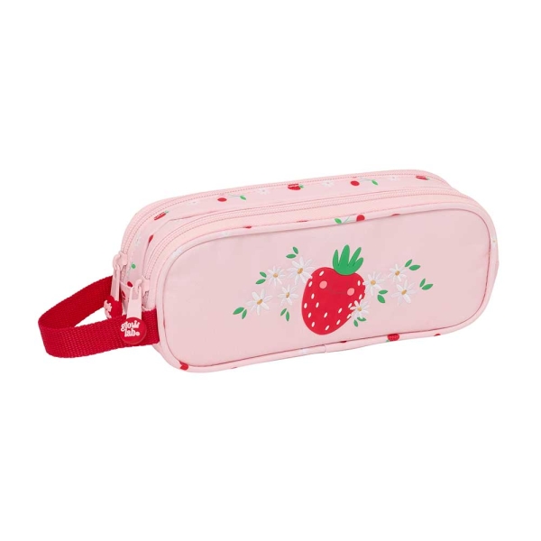Safta Glowlab Frutitas Portatodo - 2 Compartimentos con Cremalleras - Asa Lateral - 1L - 210x60x80mm - Color Rosa