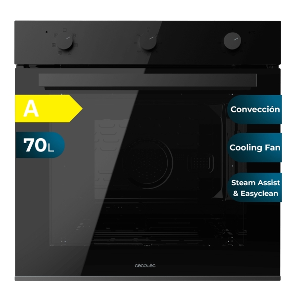 Cecotec Bolero Hexa M236000 Dark Inox Time A Horno Multifuncion Integrable - Potencia 2800W - Capacidad 70L - Puerta Triple de Cristal - 6 Funciones - Color Negro