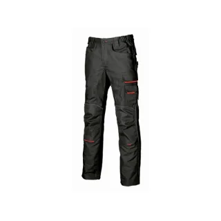 Upower Free Pantalon Multifuncional - Talla 44 - Multiples Bolsillos, Refuerzo y Costura Triple, Detalles Reflectantes, Bolsillos con Cierre de Seguridad, Proteccion DPI1 - Color Negro Carbo