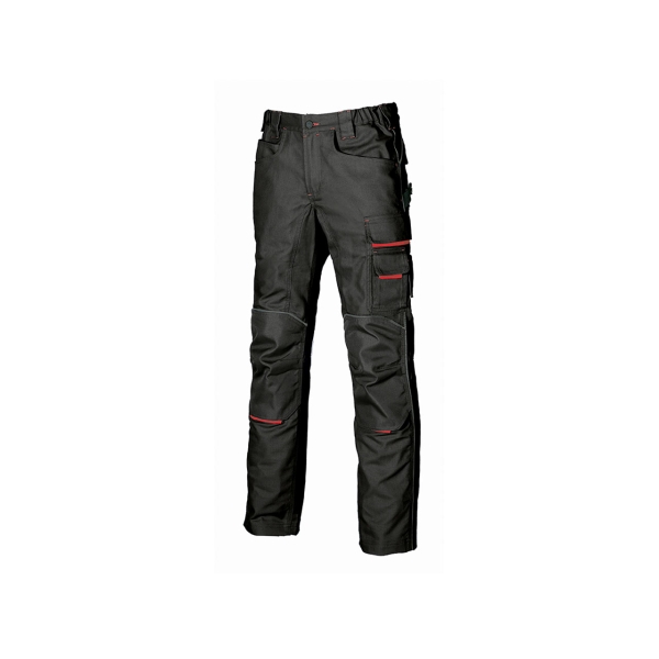 Upower Free Pantalon Multifuncional - Talla 44 - Multiples Bolsillos, Refuerzo y Costura Triple, Detalles Reflectantes, Bolsillos con Cierre de Seguridad, Proteccion DPI1 - Color Negro Carbo