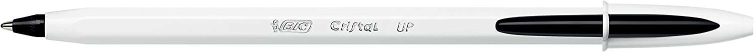Bic Cristal Up Boligrafo de Bola - Punta de 1.2mm - Tinta con Base de Aceite - Cuerpo Blanco - Color Negro · Pack de 20 uds.