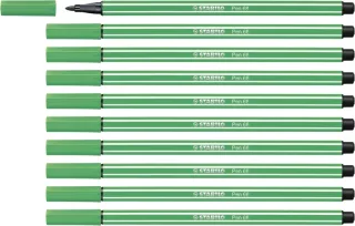 Stabilo Pen 68 Rotulador de Punta de Fibra - Trazo de 1mm aprox. - Tinta con Base de Agua - Color Verde · Pack de 10 uds.