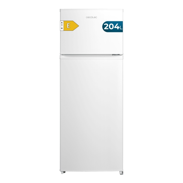 Cecotec Bolero CoolMarket 2D 204 White E Frigorifico Dos Puertas - Capacidad 204L - Luz LED - Compresor Inverter - Tecnologia Ciclica - Tirador Integrado - Silencioso - 143x55x55cm - Color B