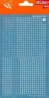 Apli Numeros Transferibles - 2.5mm - Facil Aplicacion - Resistentes al Agua - Blancos - 952 Caracteres