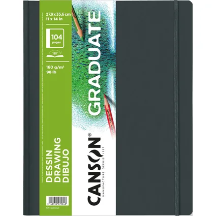 Canson Graduate Dibujo Cuaderno con 52 Hojas - 27.9x35.6cm - 160g - Grano Fino - Color Blanco