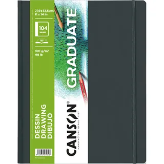 Canson Graduate Dibujo Cuaderno con 52 Hojas - 27.9x35.6cm - 160g - Grano Fino - Color Blanco