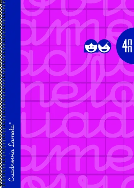 Lamela Cuaderno Espiral con 80 Hojas de 90g/m2 con Margen - Formato Folio - Pauta Cuadrovia de 4mm - Cubierta Extra Dura - Papel Offset Blanco Extra - Color Fucsia