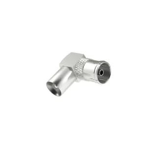 Hama Essential Adaptador Coaxial Acodado - 90º - Coaxial Hembra - Coaxial Macho - Color Plata