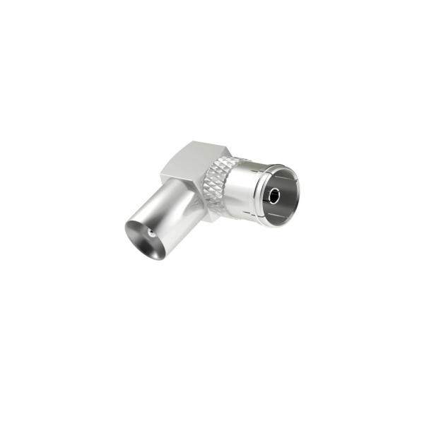 Hama Essential Adaptador Coaxial Acodado - 90º - Coaxial Hembra - Coaxial Macho - Color Plata