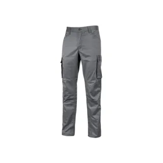 Upower Crazy Pantalones Cargo Stretch - Talla 2XL - Bolsillos Multifuncionales, Detalles Reflectantes, Cinturilla Elastica, Rodillas Preformadas, Proteccion DPI1, Ajuste Slim-Fit - Color Gri