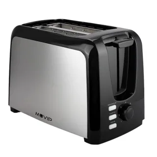 Muvip MV0621 Tostadora de Pan 750W - Capacidad para 2 Rebanadas - 7 Niveles de Tostado - Boton de Cancelacion - Funcion Descongelar y Recalentar - Funcion de Centrado - Bandeja Inferior Extr
