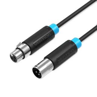Vention Cable Extensor de Audio - Longitud 10m - XLR Macho - XLR Hembra - Blindaje Multicapa - Color Negro