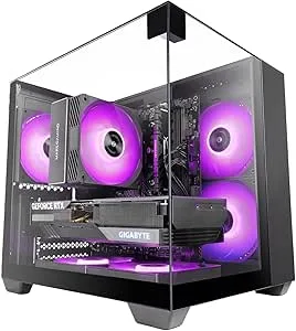 Mars Gaming MC-VISIONM Minitorre Ultracompacta - Soporte para Refrigeracion Liquida hasta 240mm - Triple Cristal Templado - Soporte MicroATX/Mini-ITX - 5 Ranuras de Expansion - 350x277x329mm