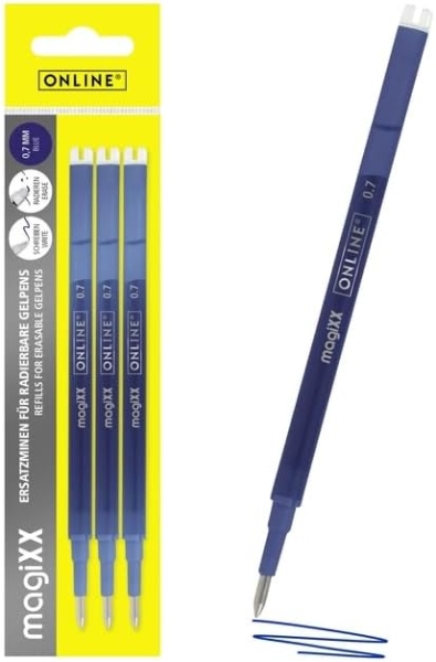 Online MagiXX Pack de 3 Recambios de Tinta Gel Borrable - Trazo de 0.7mm - Color Azul