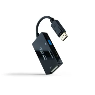 Nanocable Conversor DP a HDMI/DVI/VGA Negro 20 cm