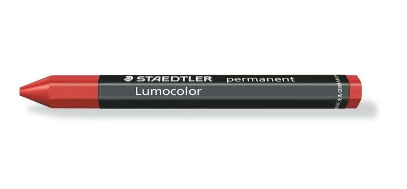 Staedtler Lumocolor Permanent Omnigraph 236 Cera Permanente Hexagonal - Resistente al Agua - Diametro 12mm Aprox - Color Rojo · Pack de 12 uds.