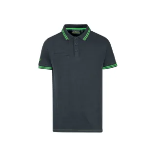 Upower Way Polo Hombre Manga Corta - Talla 2XL - Algodon Stretch, Ajuste Slim Fit, Ribetes en Contraste, Cierre de Tres Botones, Aberturas Laterales, Proteccion DPI1 - Color Gris Asfalto Ver