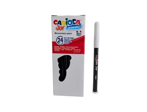 Carioca Joy Rotulador Monocolor - Cuerpo Redondo - Tinta Superlavable - Punta Fina 2.8mm Bloqueada - Tapa Ventilada - Color Negro · Pack de 24 uds.