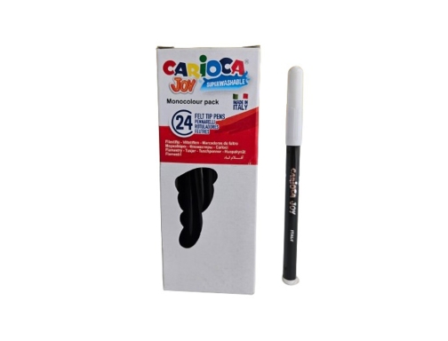 Carioca Joy Rotulador Monocolor - Cuerpo Redondo - Tinta Superlavable - Punta Fina 2.8mm Bloqueada - Tapa Ventilada - Color Negro · Pack de 24 uds.