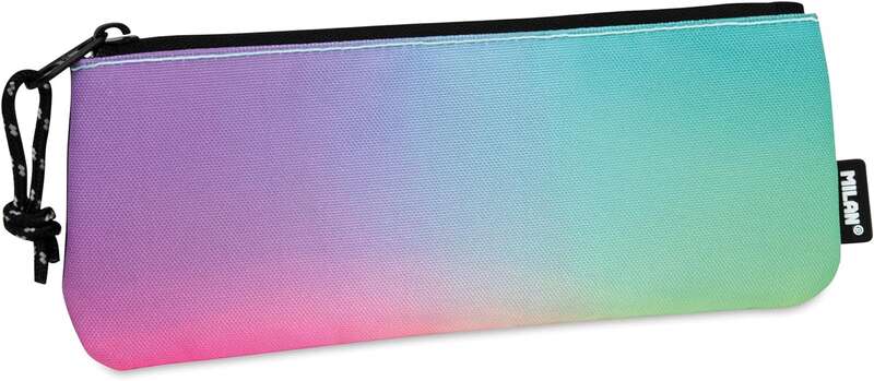 Milan Sunset Estuche Pequeño Plano Rectangular - Tejido Resistente a las Roturas y Rasgaduras - Medidas 23x9x1.3cm - Modelo Color Negro